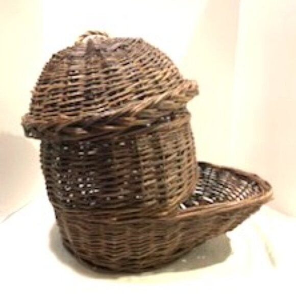 Vintage Wicker Twig Basket Vegetable Storage Hopper w/Lid - Picture 4 of 9